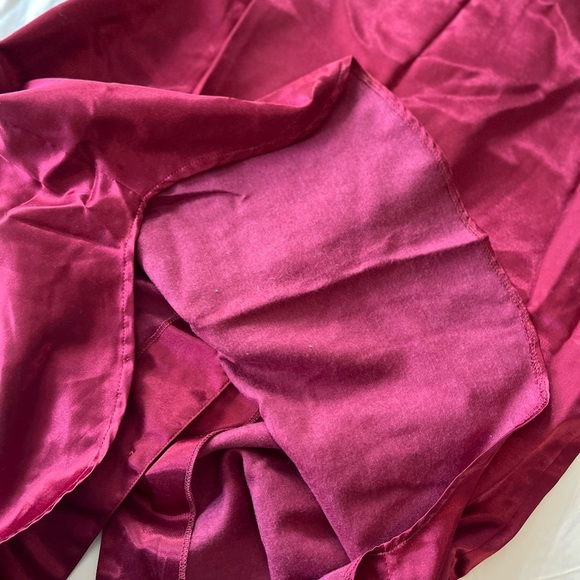 Vintage Satin Velvet Trim Pyjama Shirt Dress S Ruby - Picture 11 of 15